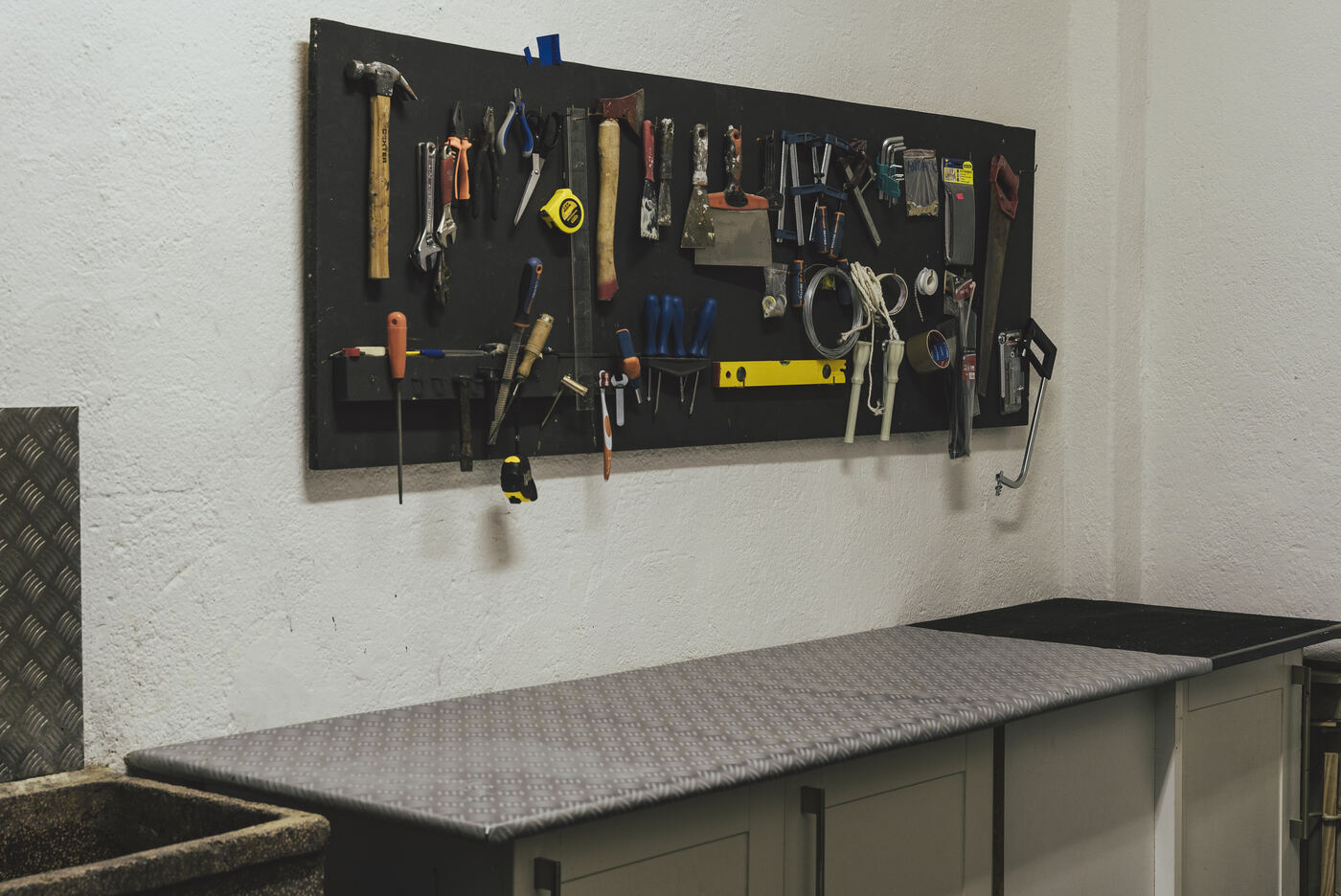 el panel de herramientas del taller